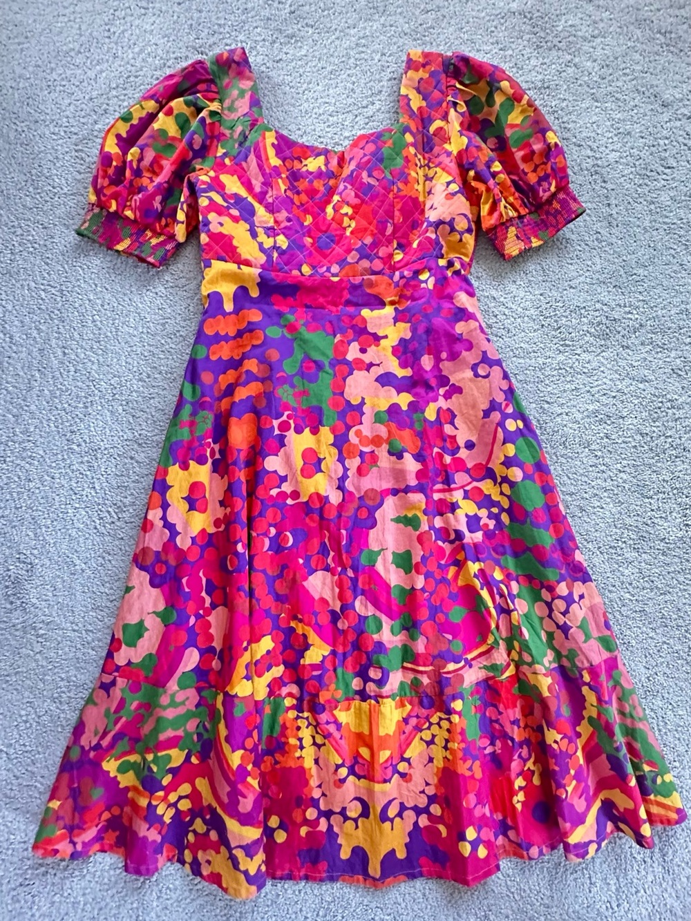 Anthropologie Roopa Pemmaraju Floral Midi Dress Abstract Colorful Size S
